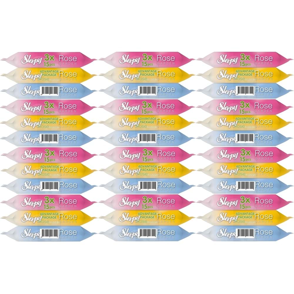 Sleepy Islak Havlu Cep Mendil 15 Yaprak (36 Lı Set) Rose/Garden (12PK*3) 540 Yaprak