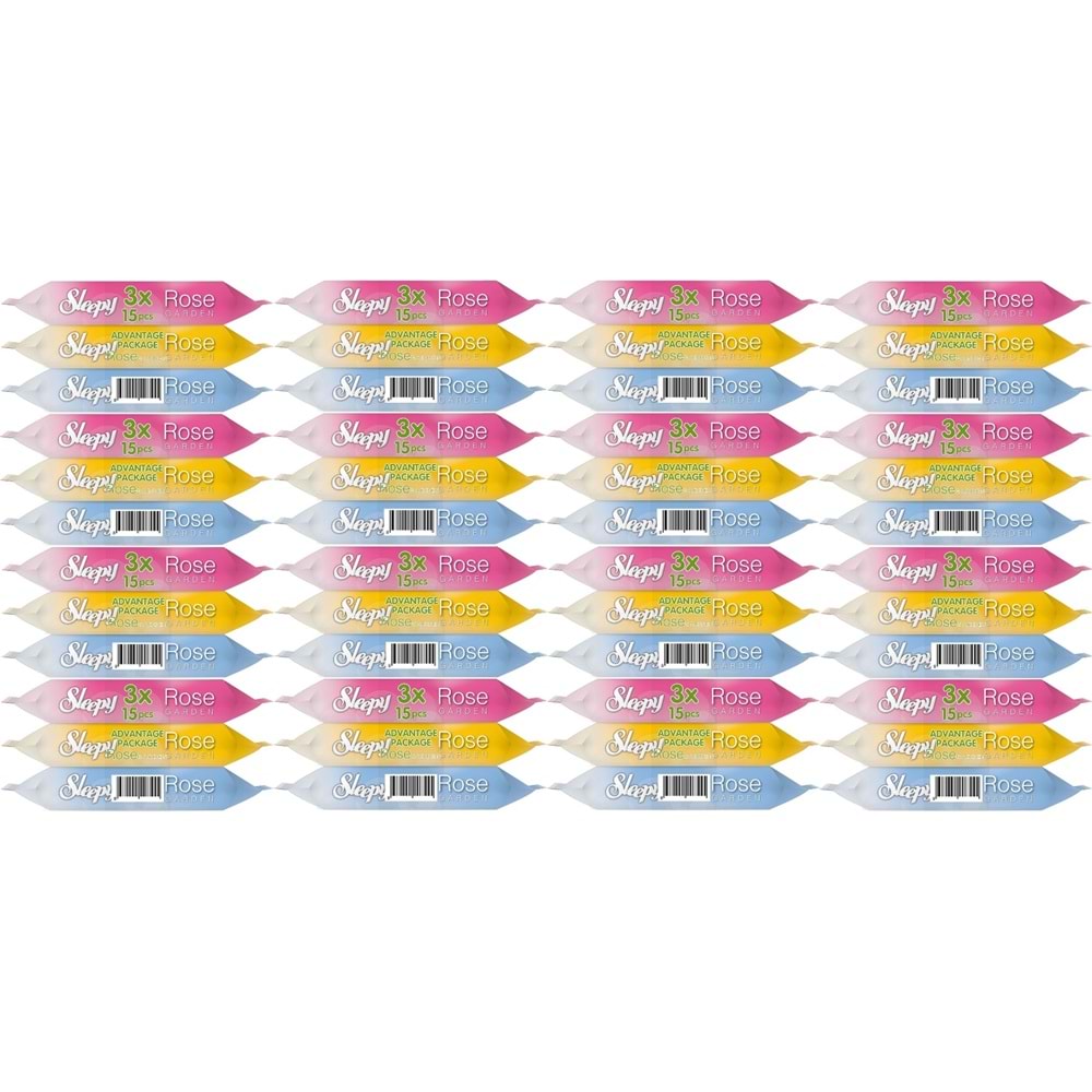 Sleepy Islak Havlu Cep Mendil 15 Yaprak (48 Li Set) Rose/Garden (16PK*3) 720 Yaprak