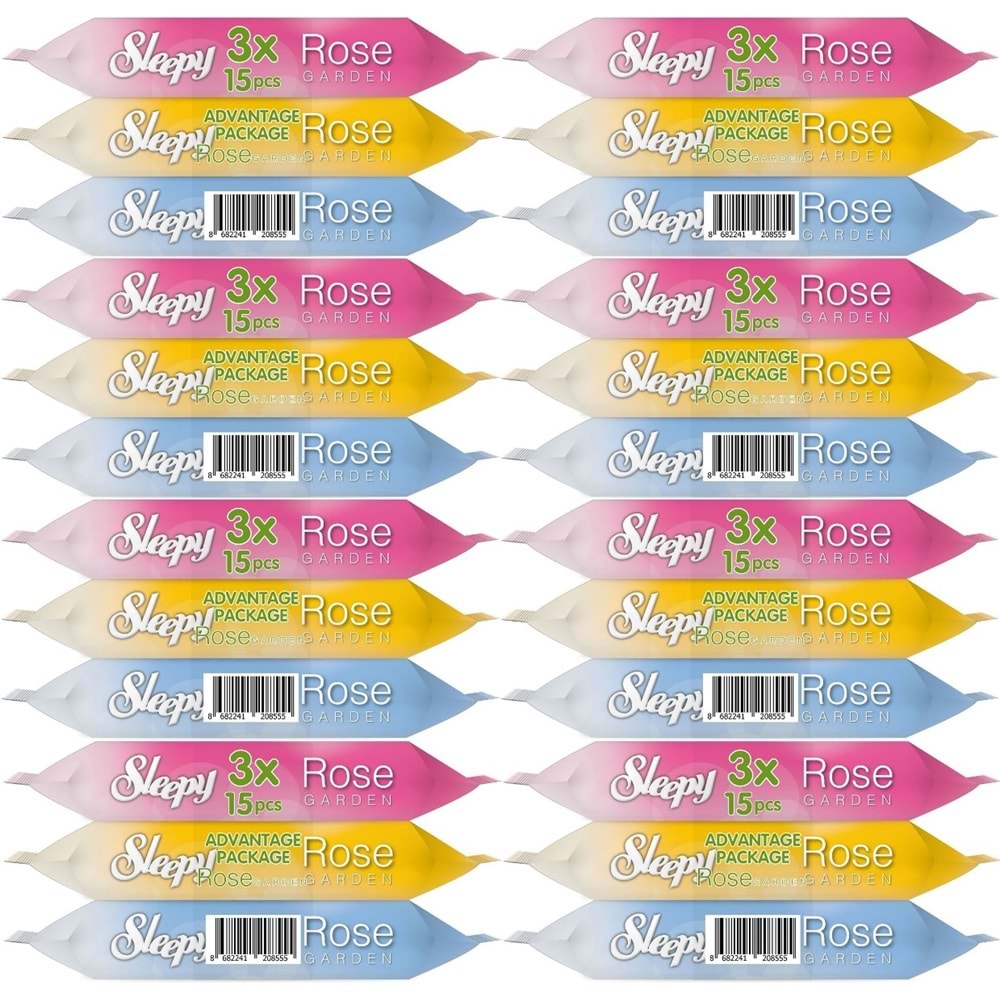 Sleepy Islak Havlu Cep Mendil 15 Yaprak (24 Lü Set) Travel Pk Rose/Garden (8PK*3) 360 Yaprak