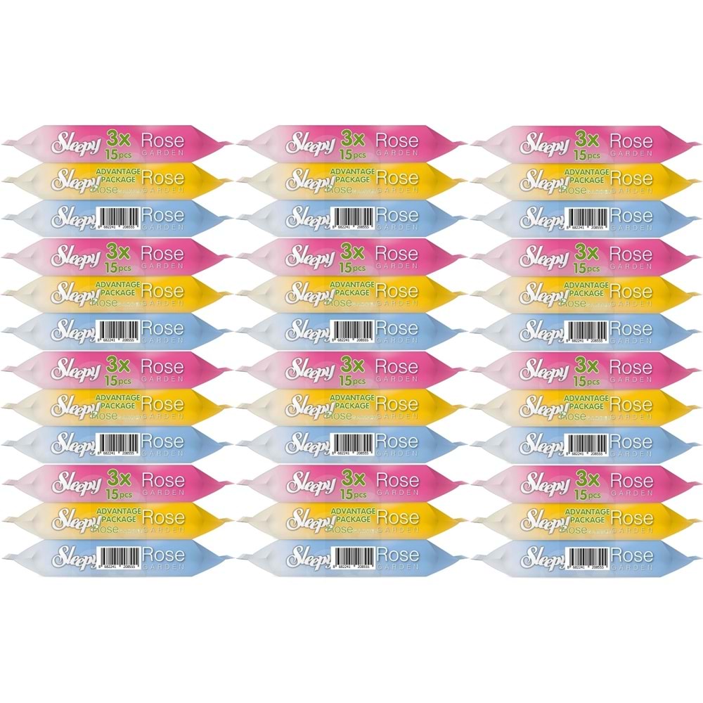 Sleepy Islak Havlu Cep Mendil 15 Yaprak (36 Lı Set) Travel Pk Rose/Garden (12PK*3) 540 Yaprak