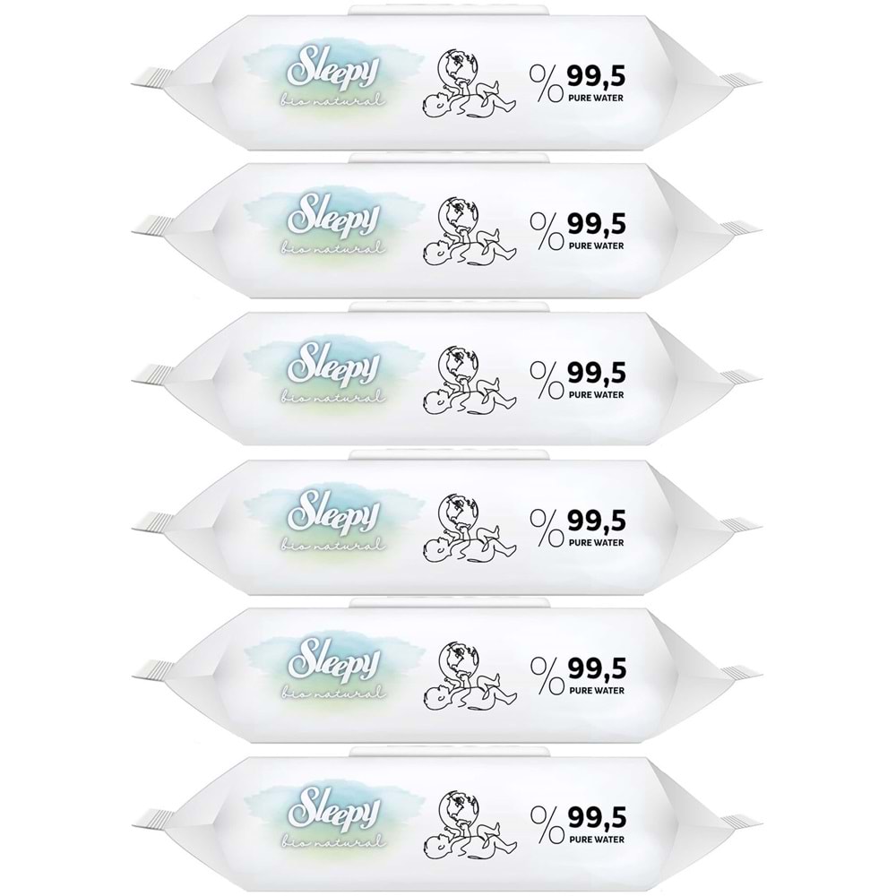 Sleepy Islak Havlu Mendil Bio Natural 40 Yaprak Yeni Doğan (6 Lı Set) Plastik Kapaklı 240 Yaprak