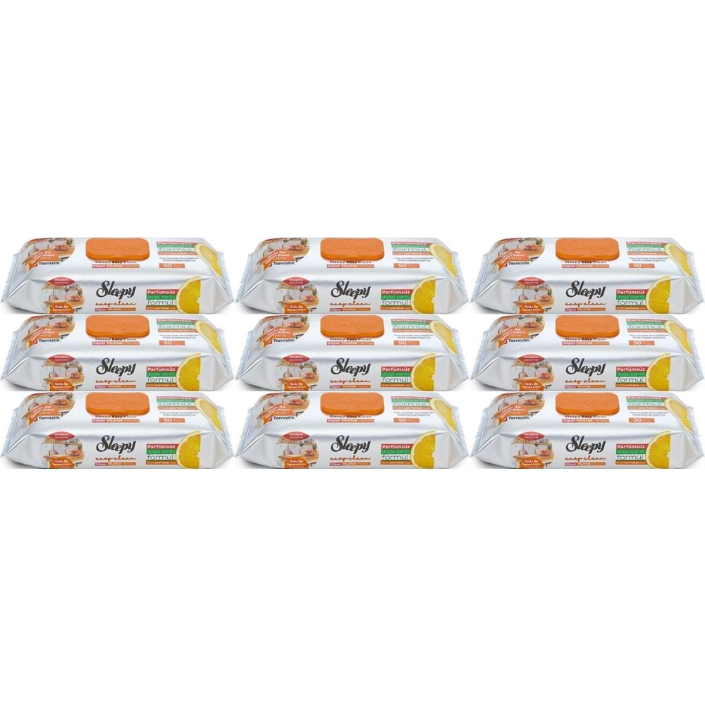 Sleepy Easy Clean Yüzey Temizlik Mutfak Havlusu -Mendili 50 Yaprak Portakal Yağlı (9Lu Set) 450Yprk