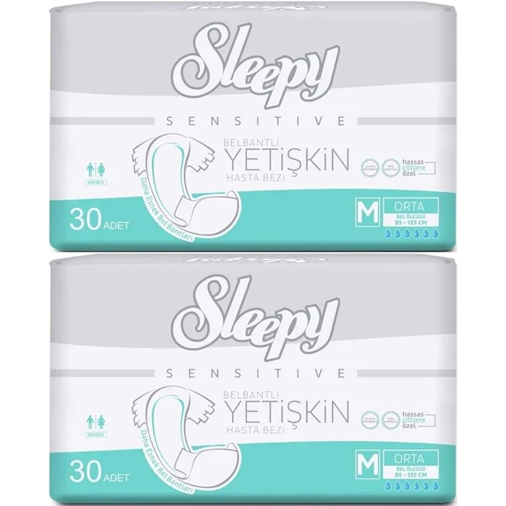 Sleepy Yetişkin Bezi Bel Bantlı M - Orta - Medium 60 Adet (2PK*30)