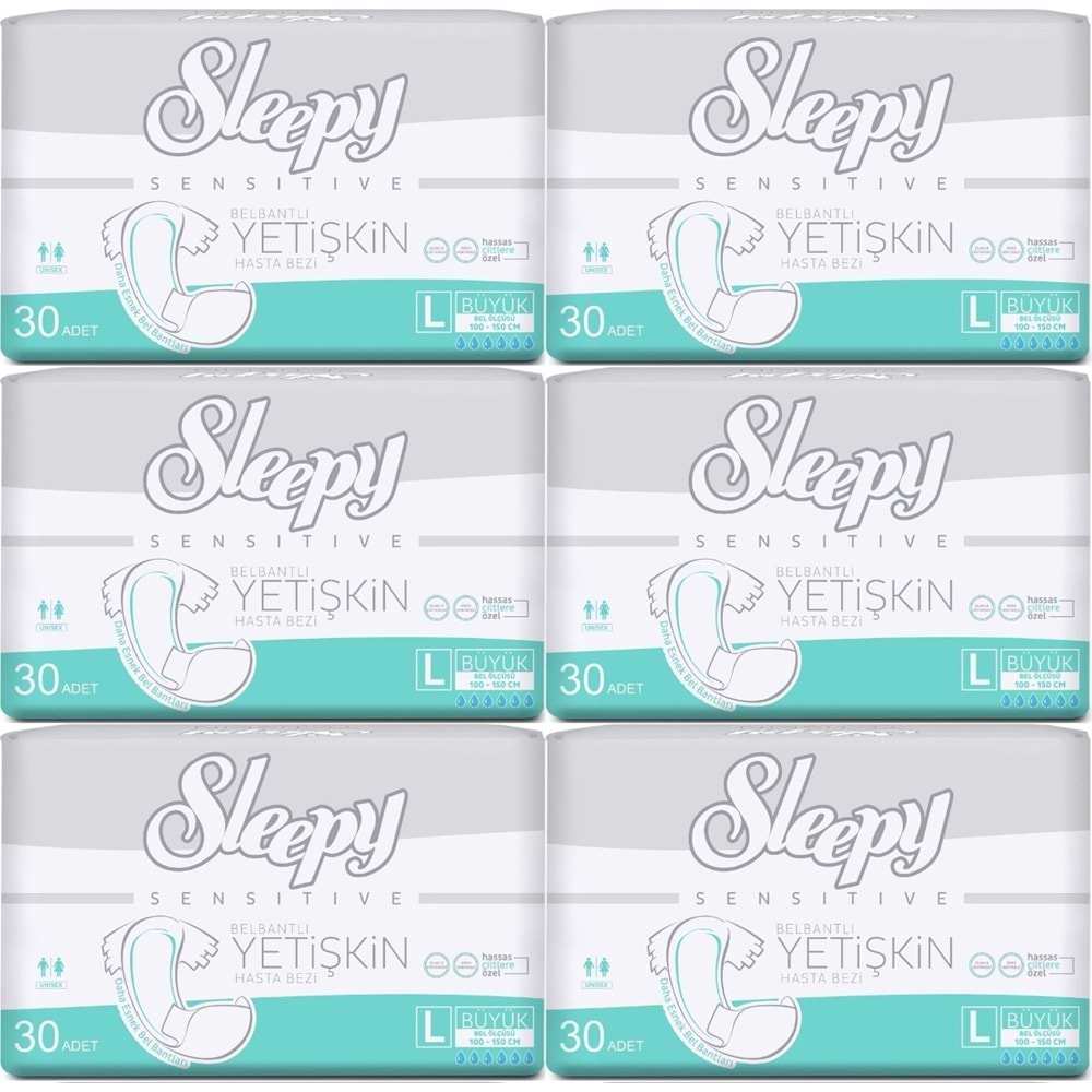 Sleepy Yetişkin Bezi Bel Bantlı L - Large - Büyük 180 Adet (6PK*30)