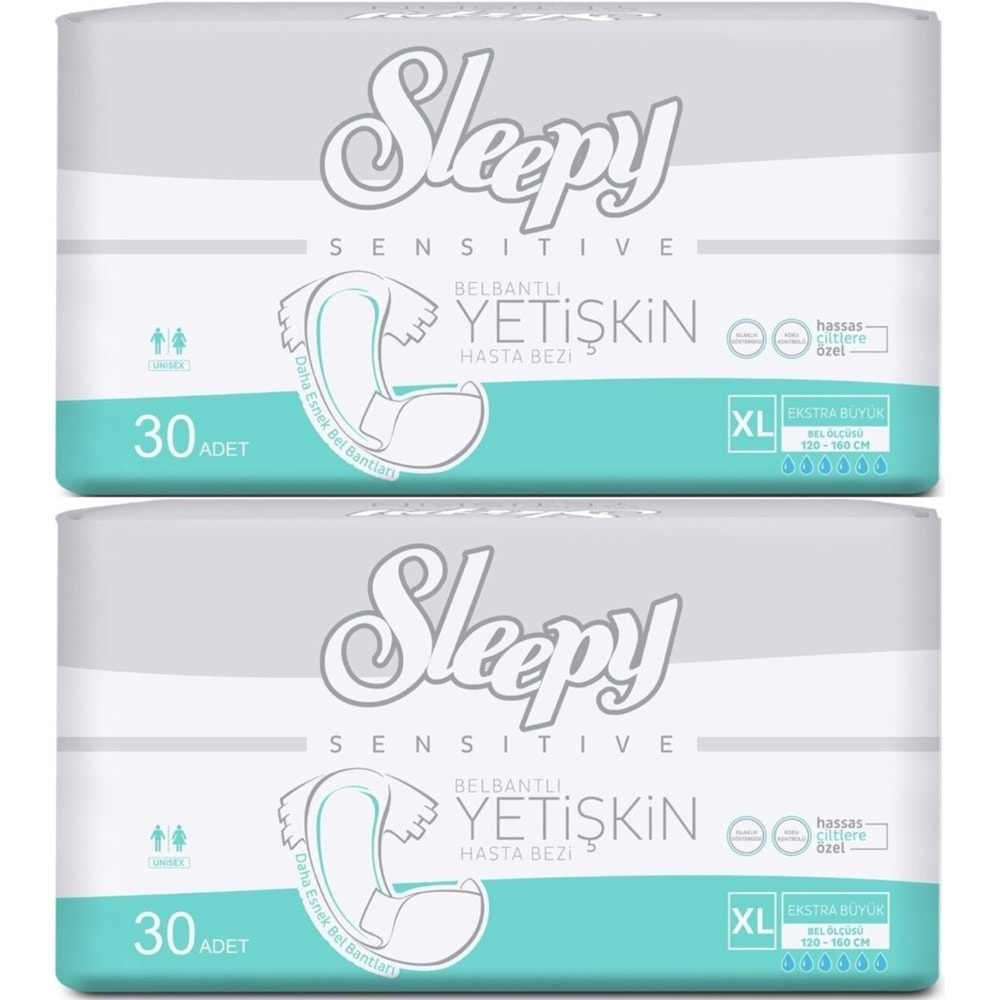 Sleepy Yetişkin Bezi Bel Bantlı XL - Extra Large - Ekstra Large 60 Adet (2PK*30)