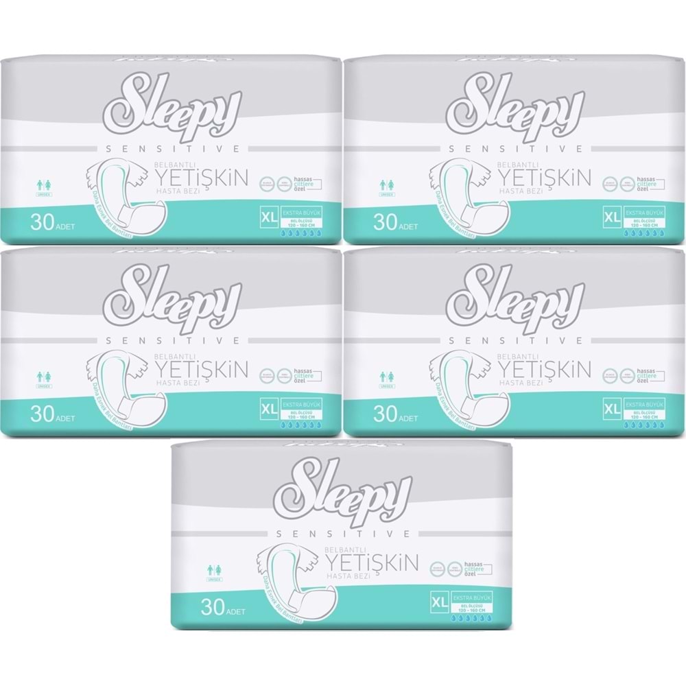 Sleepy Yetişkin Bezi Bel Bantlı XL - Extra Large - Ekstra Large 150 Adet (5PK*30)