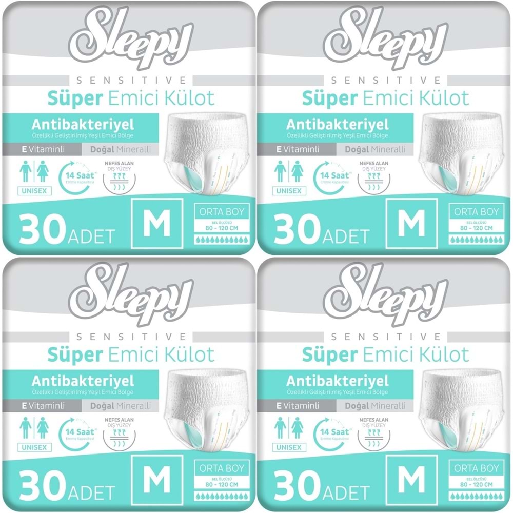 Sleepy Yetişkin Bezi Emici Külot M - Orta - Medium 120 Adet (4PK*30)