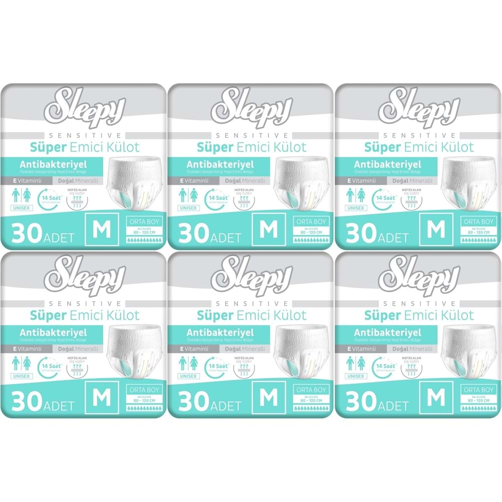 Sleepy Yetişkin Bezi Emici Külot M - Orta - Medium 180 Adet (6PK*30)