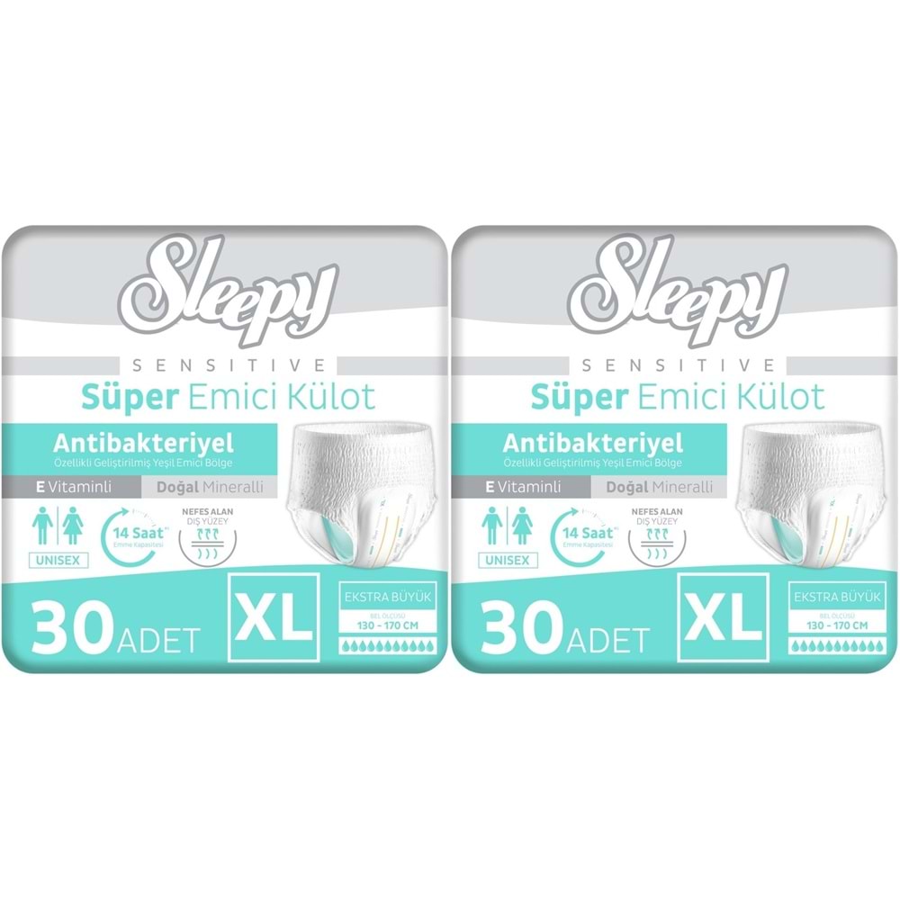 Sleepy Yetişkin Bezi Emici Külot XL - Ekstra Büyük - Extra Large 60 Adet (2PK*30)