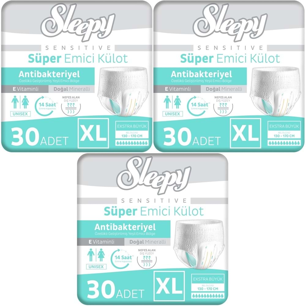 Sleepy Yetişkin Bezi Emici Külot XL - Ekstra Büyük - Extra Large 90 Adet (3PK*30)