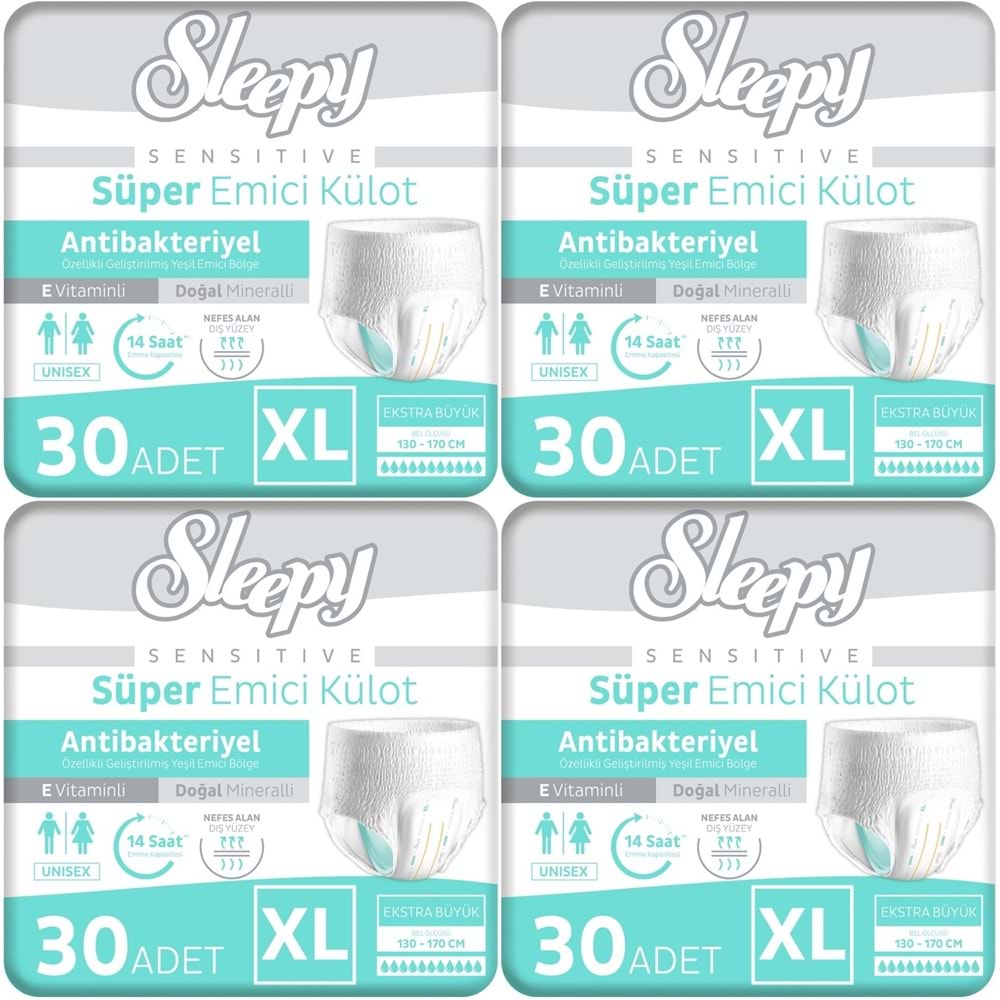 Sleepy Yetişkin Bezi Emici Külot XL - Ekstra Büyük - Extra Large 120 Adet (4PK*30)