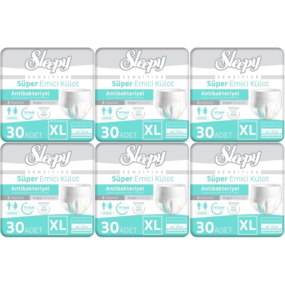 Sleepy Yetişkin Bezi Emici Külot XL - Ekstra Büyük - Extra Large 180 Adet (6PK*30)