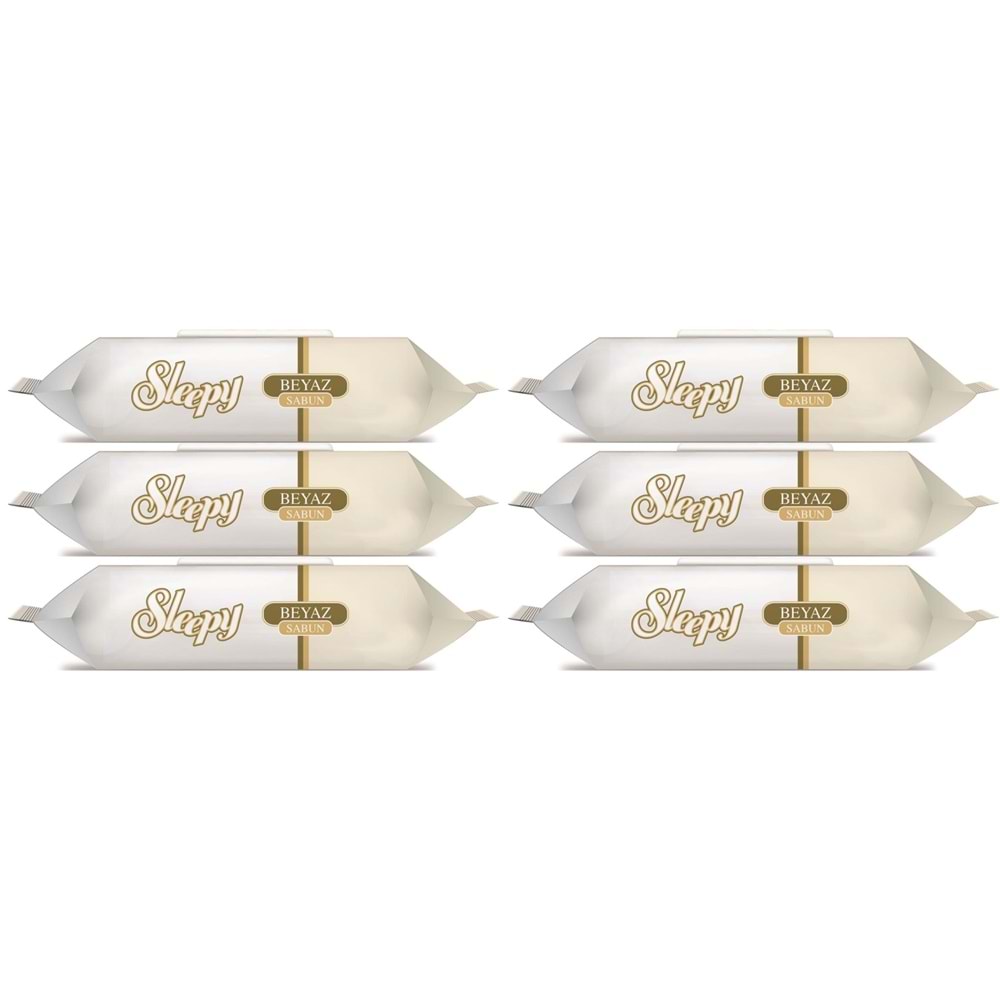 Sleepy Islak Havlu Mendil 90 Yaprak (6 Lı Set) Beyaz Sabun Kokulu Plastik Kapaklı (540 Yaprak)