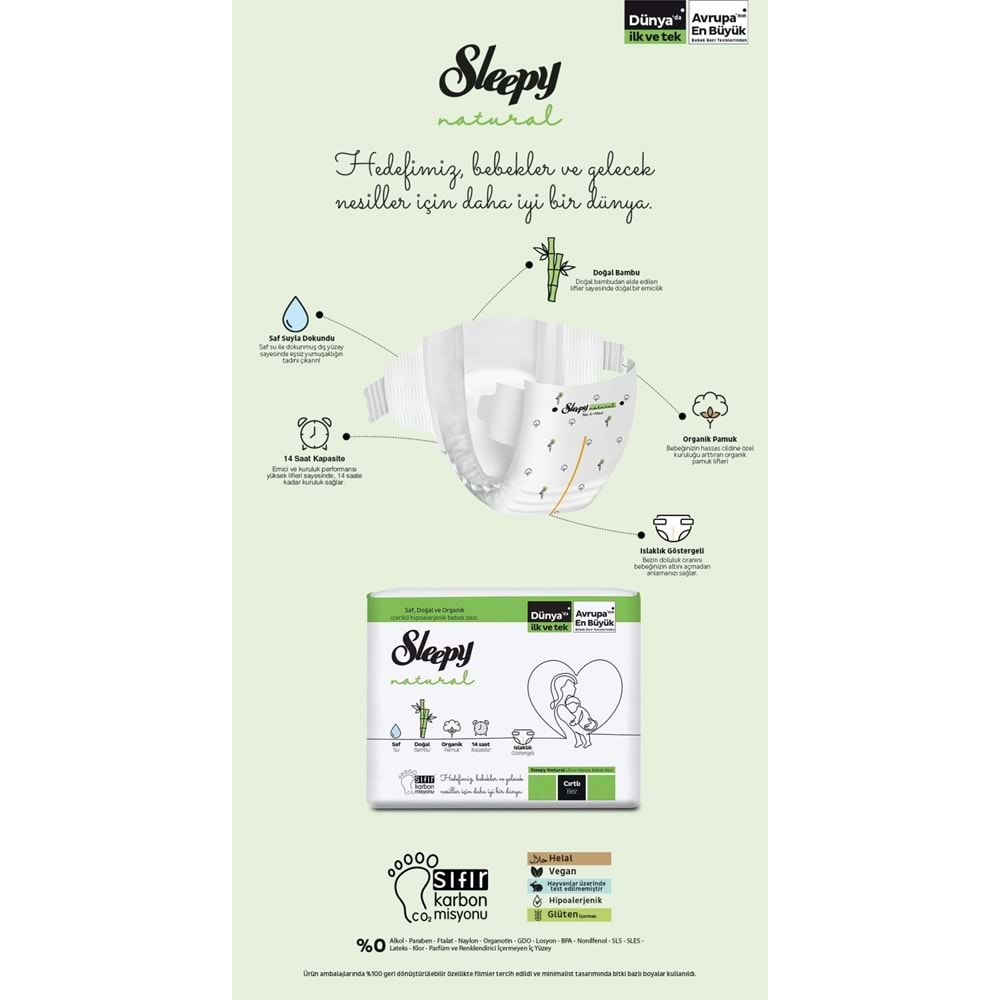 Sleepy Bebek Bezi Natural 7 Beden 20-30 KG XXLarge 84 Adet 3PK*28