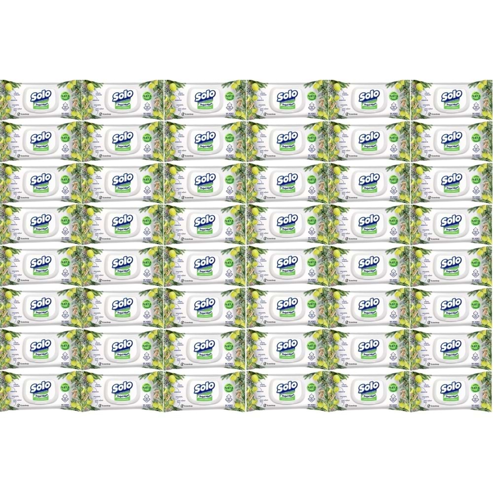 Solo Islak Havlu Mendil 50 Yaprak Limon & Biberiye (48 Li Set) (16PK*3) 2400 Yaprak