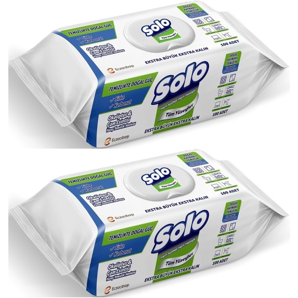 Solo Yüzey Temizlik Havlusu - Mendili 100 Yaprak Okaliptus & Çam Esintisi (2 Li Set) 200 Yaprak