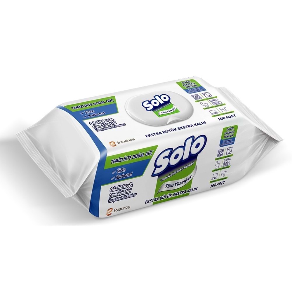 Solo Yüzey Temizlik Havlusu - Mendili 100 Yaprak Okaliptus & Çam Esintisi (9 Lu Set) 900 Yaprak