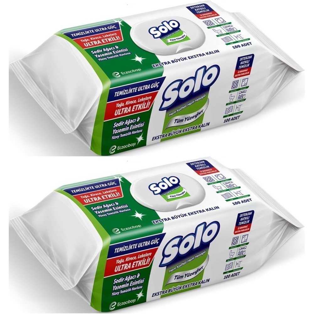 Solo Yüzey Temizlik Havlusu - Mendili 100 Yaprak Sedir Ağacı & Yasemin Esintisi (2 Li Set) 200 Yprk