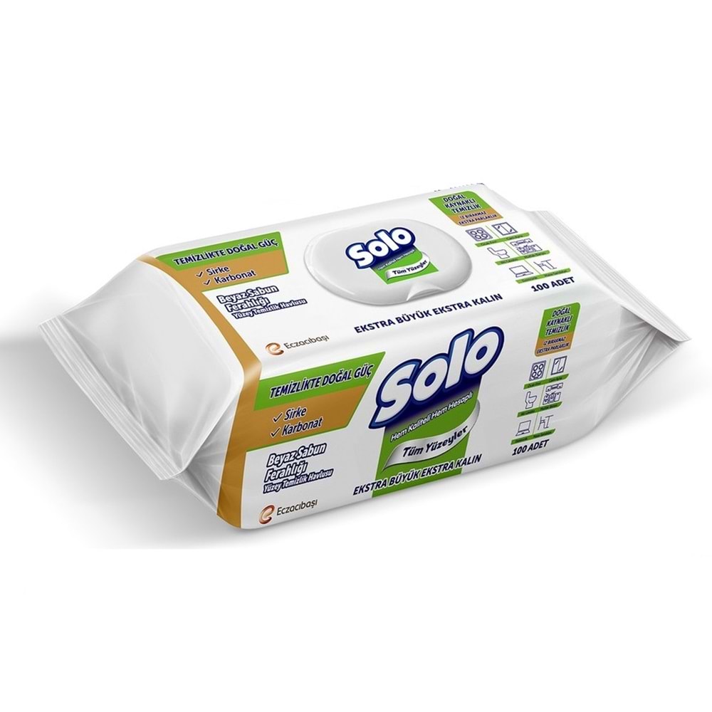 Solo Yüzey Temizlik Havlusu - Mendili 100 Yaprak Beyaz Sabun Ferahlığı (12 Li Set) 1200 Yaprak