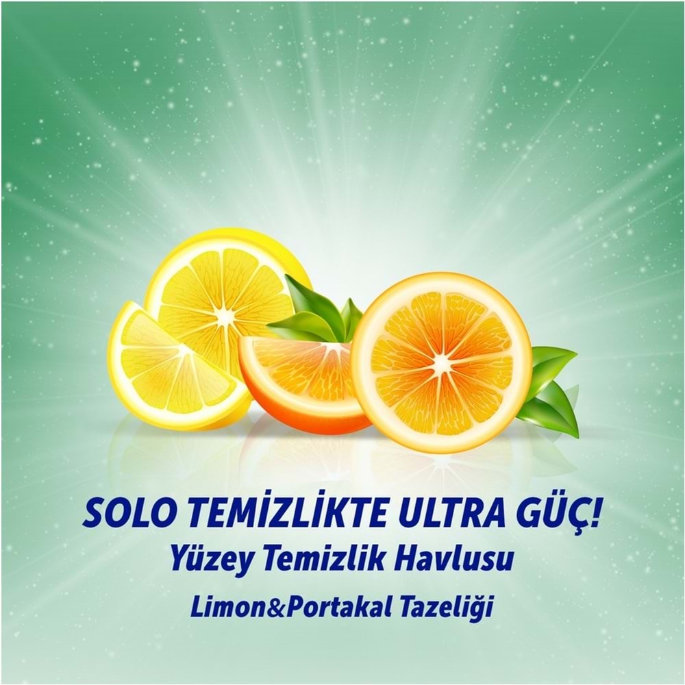Solo Yüzey Temizlik Havlusu - Mendili 100 Yaprak Limon & Portakal Tazeliği (12 Li Set) 1200 Yaprak