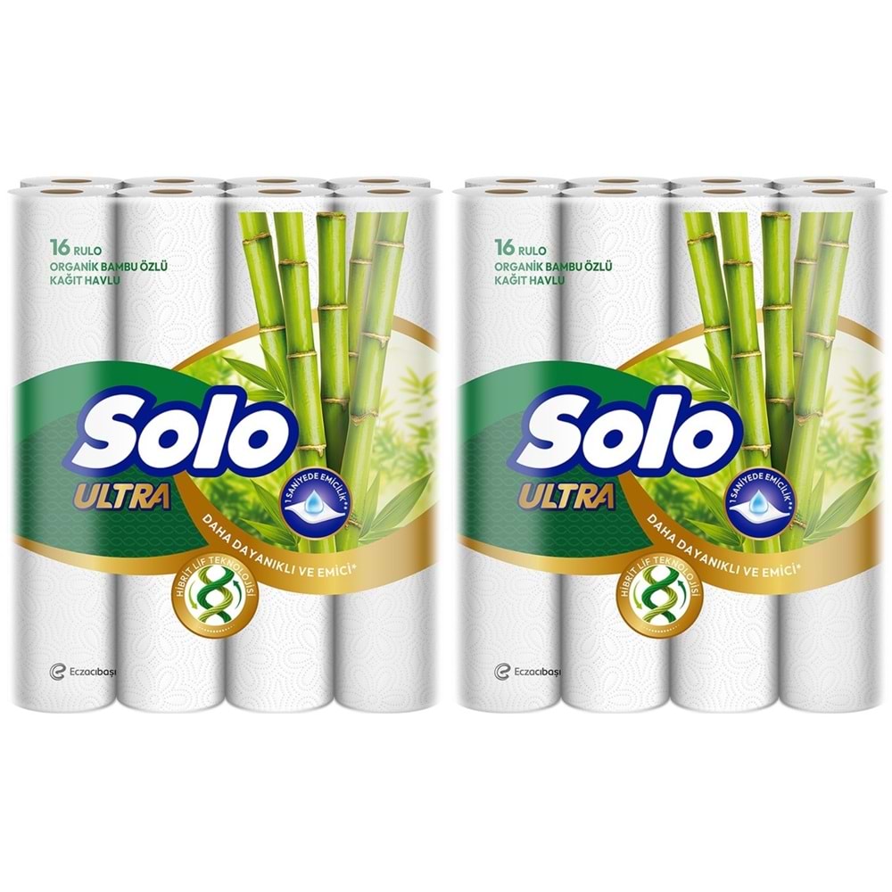 Solo Ultra Kağıt Havlu 32 Li Paket Rulo Organik Bambu ve Pamuk Özlü (Dev Ekonomik Pk) (2PK*16)
