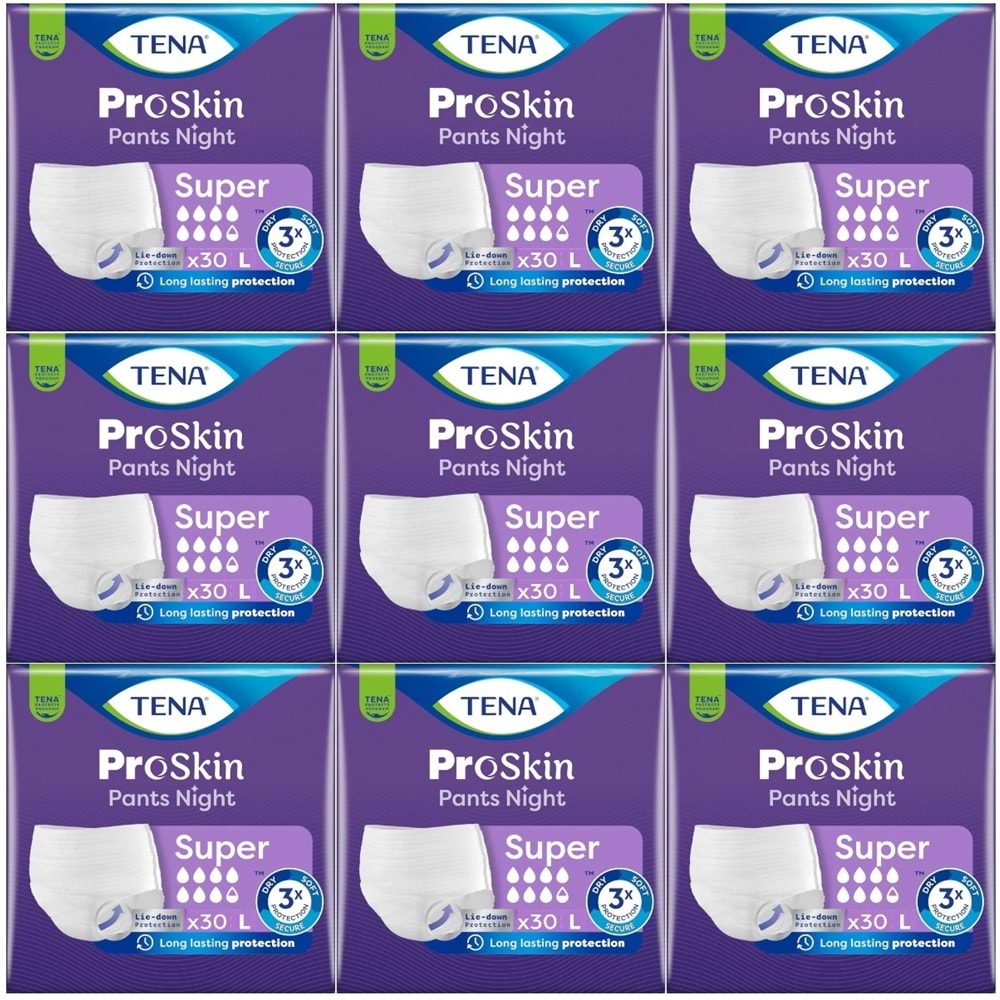 Tena Proskin Pants Süper Night Gece Emici Külot Yetişkin Bezi L - Büyük - Large 270 Adet