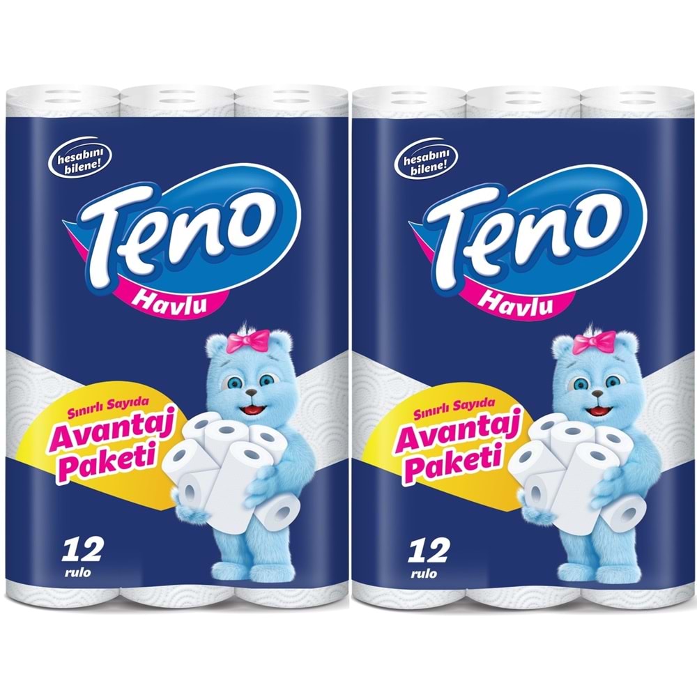 Teno Ultra Kağıt Havlu Çift Katlı 24 Lü Paket (2PK*12) (Avantaj Pk Serisi)