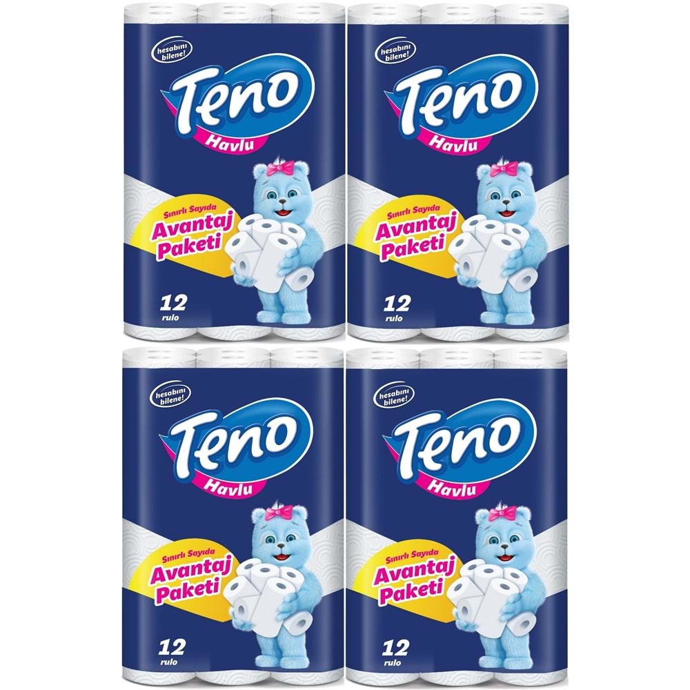 Teno Ultra Kağıt Havlu Çift Katlı 48 Li Paket (4PK*12) (Avantaj Pk Serisi)