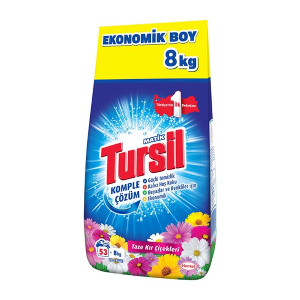 Tursil Matik Toz Çamaşır Deterjanı 16+16:32KG Taze Kır Çiçekleri + Leylak Bahçesi Beyaz ve Renkli