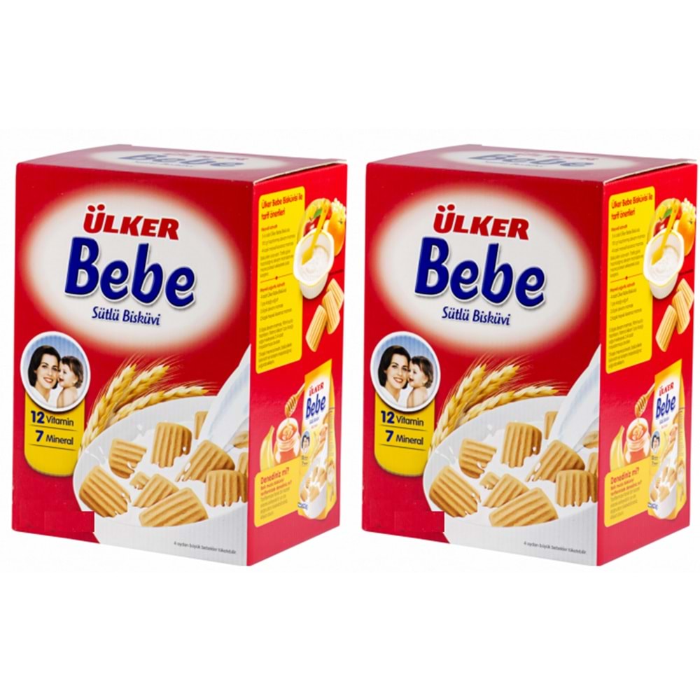 Ülker Sütlü Bebe Bisküvisi 800GR (12 Vitaminli 7 Minarelli) Kutu (2 Li Set)