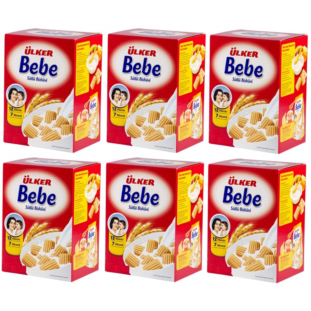 Ülker Sütlü Bebe Bisküvisi 800GR (12 Vitaminli 7 Minarelli) Kutu (6 Lı Set)