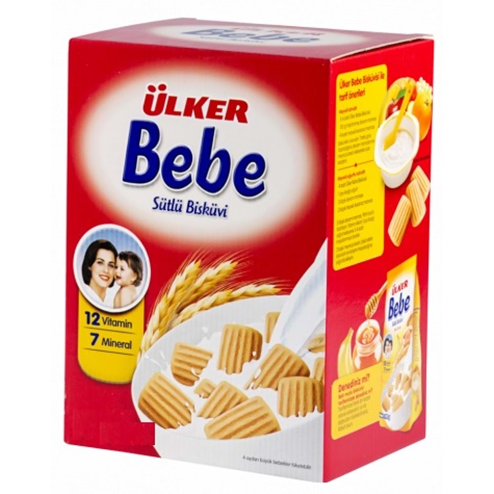 Ülker Sütlü Bebe Bisküvisi 800GR (12 Vitaminli 7 Minarelli) Kutu (5 Li Set)