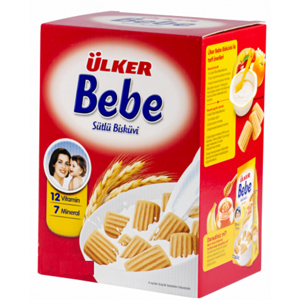 Ülker Sütlü Bebe Bisküvisi 800GR (12 Vitaminli 7 Minarelli) Kutu (8 Li Set)