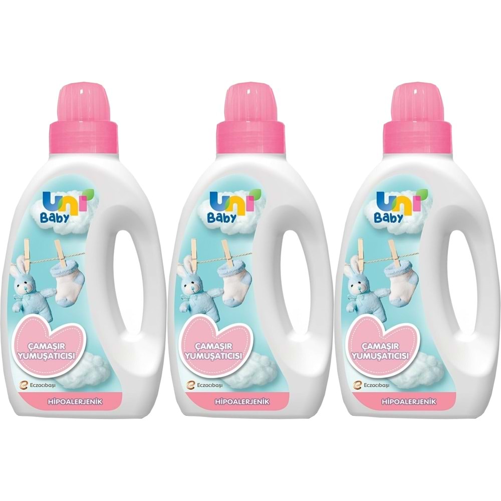 Uni Baby Çamaşır Yumuşatıcı 1500Ml Hassas Ciltler İçin/Hipoalerjenik (Pembe) (3 Lü Set)