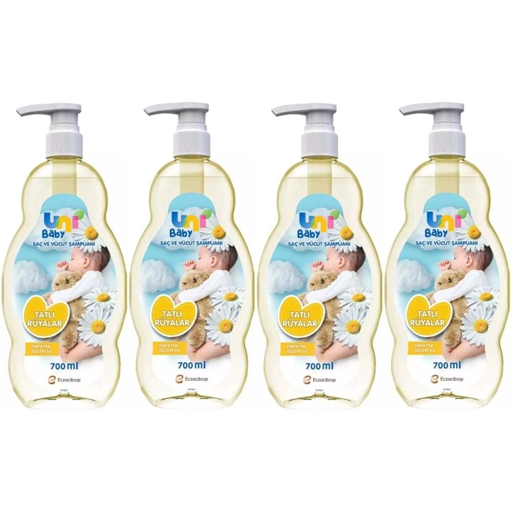 Uni Baby Bebek Şampuanı 700ML Tatlı Rüyalar (Pompalı) (4 Lü Set)