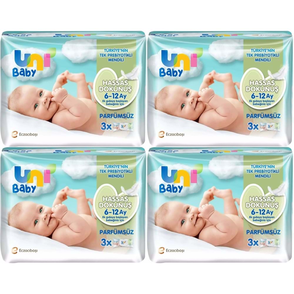 Uni Baby Islak Havlu Hassas Dokunuş 52 Yaprak (12 Li Set) 624 Yaprak (4PK*3)