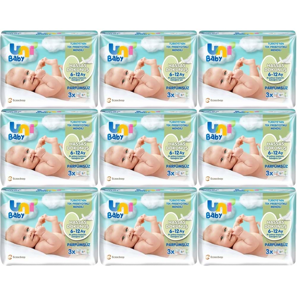 Uni Baby Islak Havlu Hassas Dokunuş 52 Yaprak (27 Li Set) 1404 Yaprak (9PK*3)