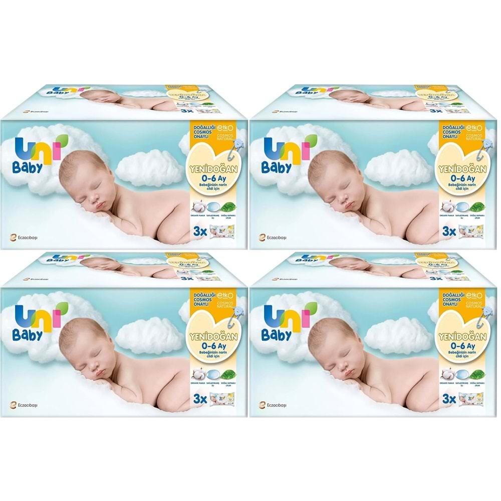 Uni Baby Islak Havlu Hassas Yeni Doğan 40 Yaprak (12 Li Set) 480 Yaprak (Narin Ciltler için) (4PK*3)