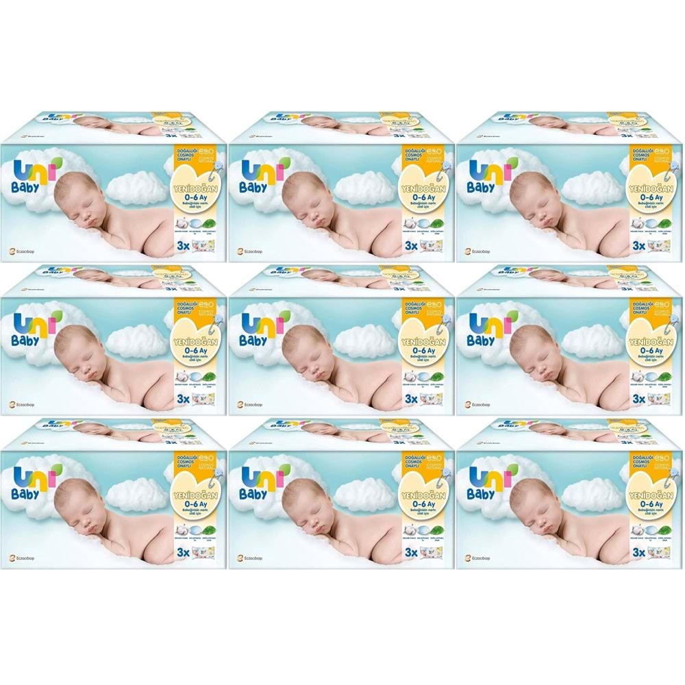 Uni Baby Islak Havlu Hassas Yeni Doğan 40 Yaprak (27 Li Set) 1080 Yaprak (Narin Ciltler için)(9PK*3)