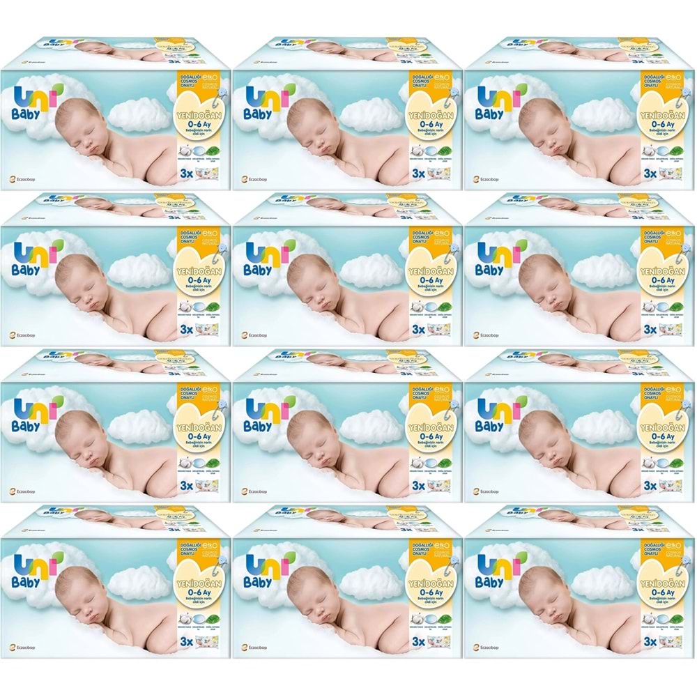 Uni Baby Islak Havlu Hassas Yeni Doğan 40 Yaprak (36Lı Set) 1440 Yaprak (Narin Ciltler için)(12PK*3)