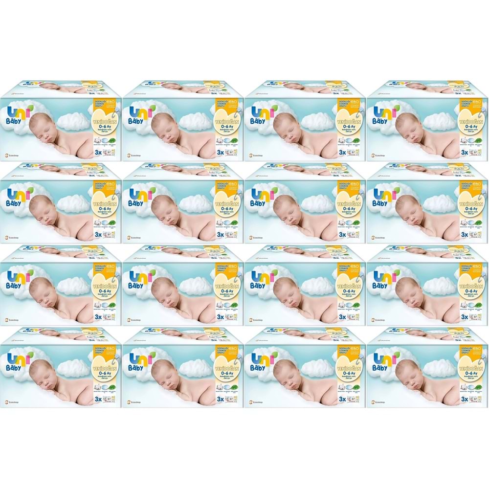 Uni Baby Islak Havlu Hassas Yeni Doğan 40 Yaprak (48Li Set) 1920 Yaprak (Narin Ciltler için)(16PK*3)