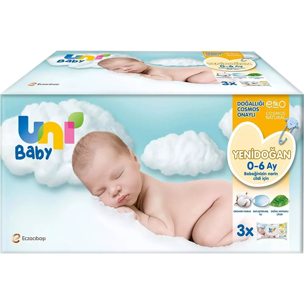 Uni Baby Islak Havlu Hassas Yeni Doğan 40 Yaprak (48Li Set) 1920 Yaprak (Narin Ciltler için)(16PK*3)
