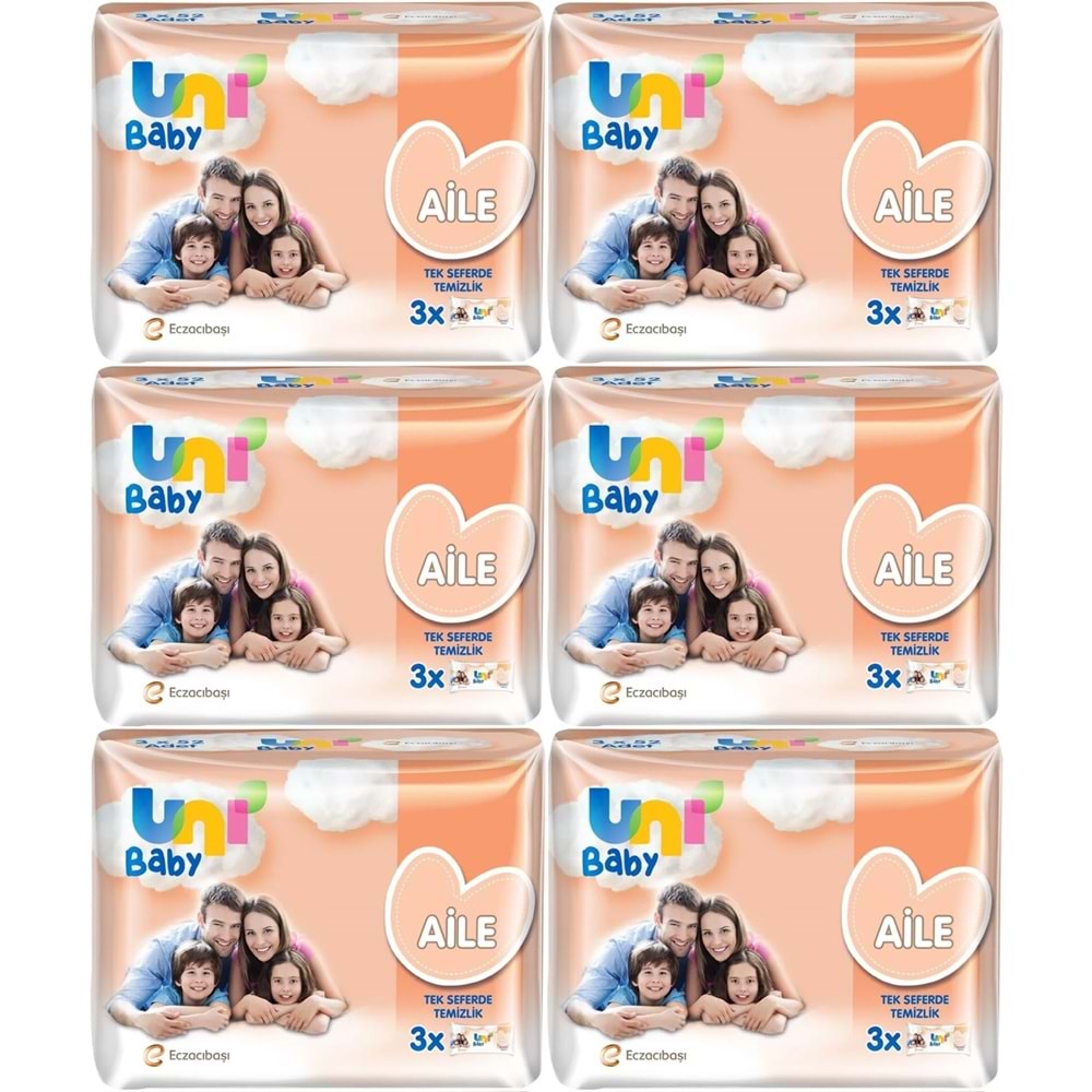 Uni Baby Islak Havlu Mendil Aile 52 Yaprak (18 Li Set) 936 Yaprak (6PK*3)