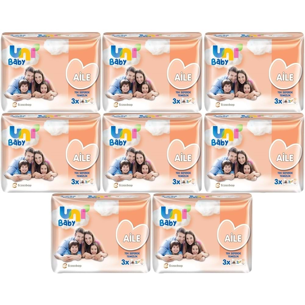 Uni Baby Islak Havlu Mendil Aile 52 Yaprak (24 Lü Set) 1248 Yaprak (8PK*3)