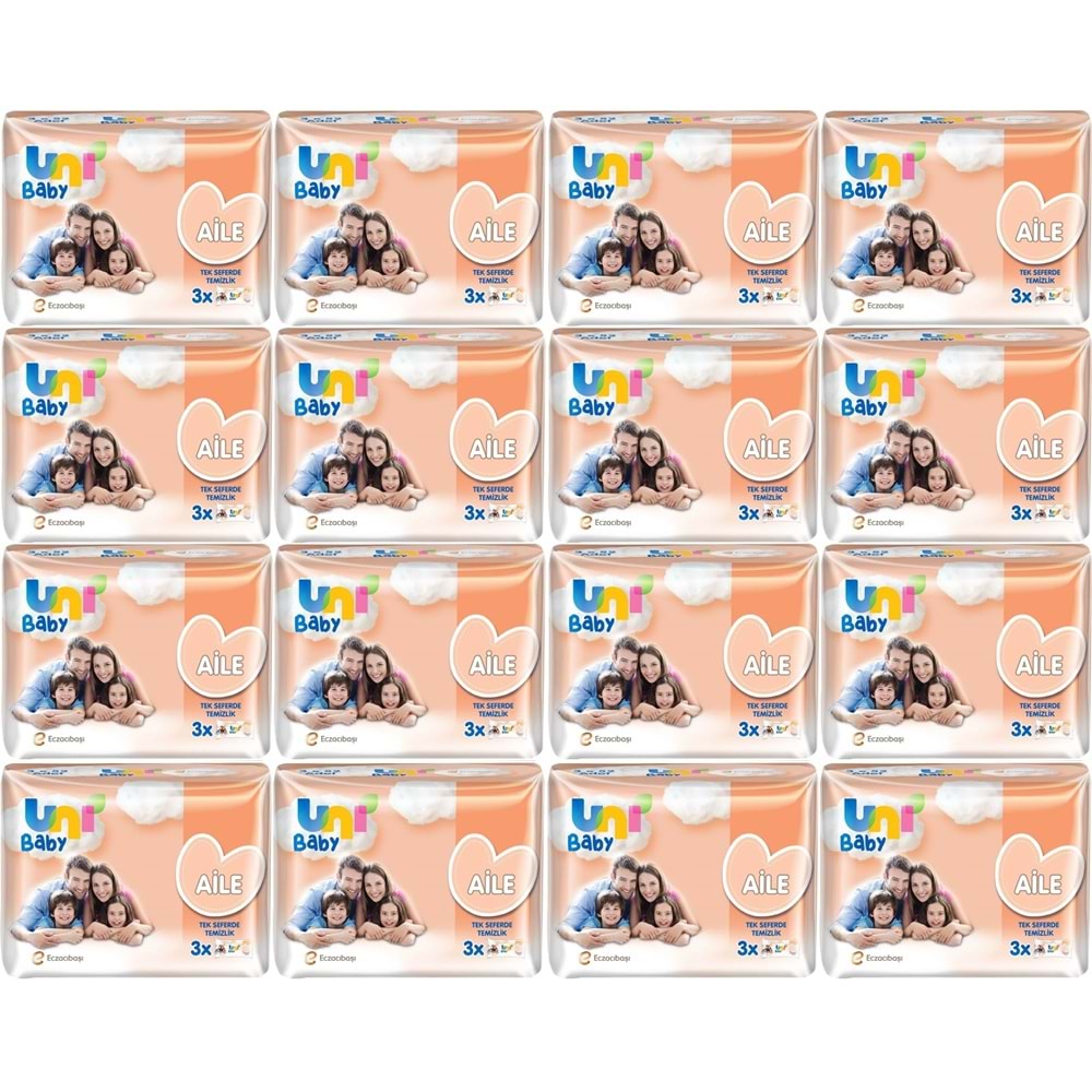 Uni Baby Islak Havlu Mendil Aile 52 Yaprak (48 Li Set) 2496 Yaprak (16PK*3)