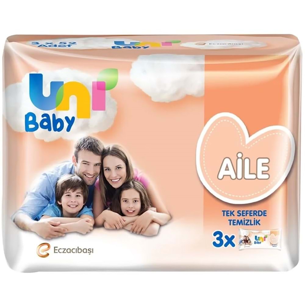 Uni Baby Islak Havlu Mendil Aile 52 Yaprak (48 Li Set) 2496 Yaprak (16PK*3)