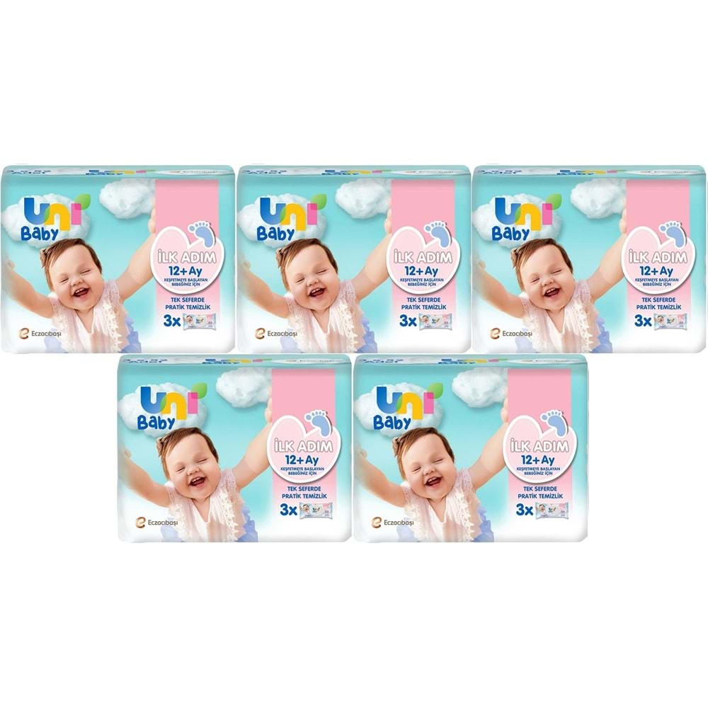 Uni Baby Islak Havlu Mendil İlk Adım 52 Yaprak (15 Li Set) 780Yaprak (5PK*3)