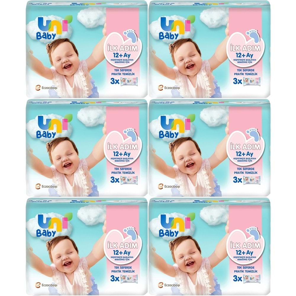 Uni Baby Islak Havlu Mendil İlk Adım 52 Yaprak (18 Li Set) 936 Yaprak (6PK*3)