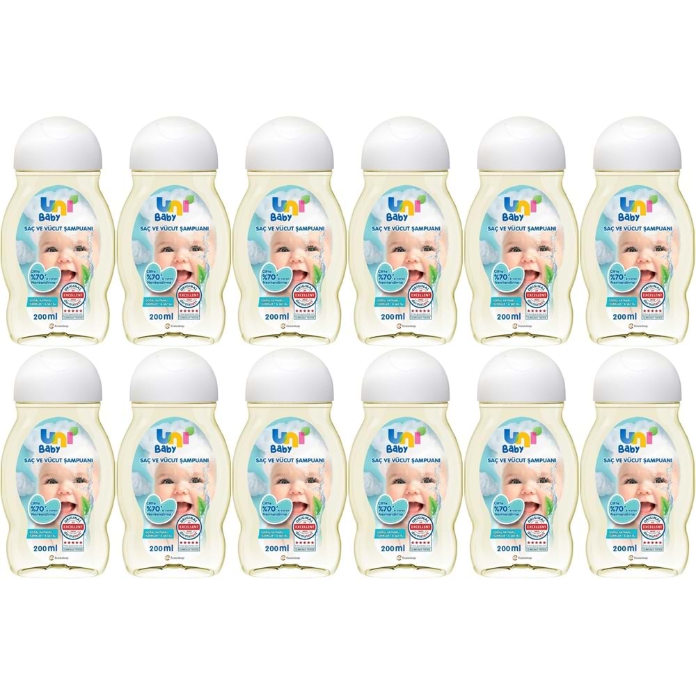 Uni Baby Bebek Saç ve Vücut Şampuanı 200ML Klasik (12 Li Set)