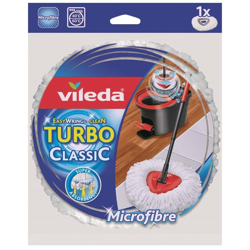 Vileda Turbo Yedek Mop Paspas Ucu (%100 Mikrofiber) (9 Lu Set)